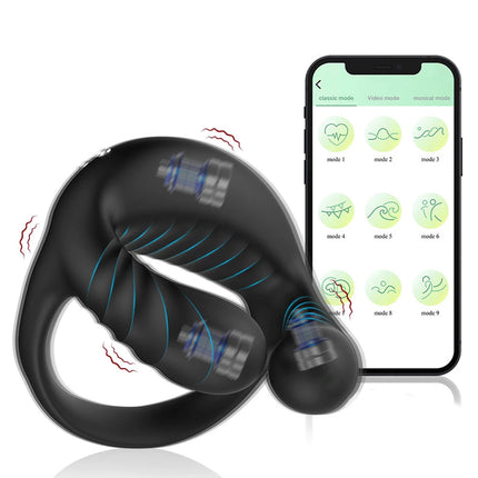 App Control Vibrator Penis Perineum for Men Silicone Cock Rings Testicle Trainer Scrotum Stimulator Massager Cockring Adult Toy