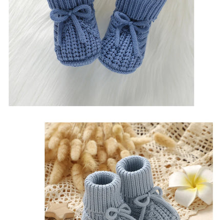 Baby Booties Knitted 0-12m Soft Soled Anti-Slip Newborn Boys Girls First Walkers Shoes Infant Toddler Unisex Sock Boot Kids Crib