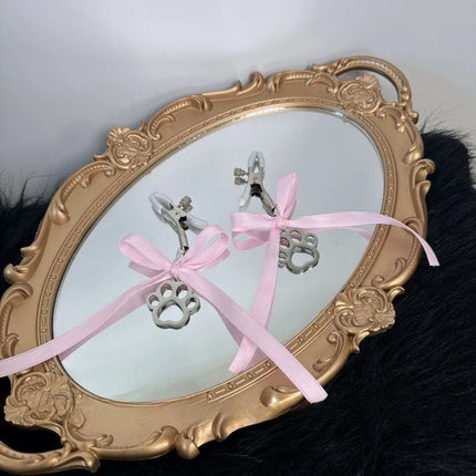 Bow Collar with Nipple Clamps Sexual Fantasy Accessories Anal Plug Leash Stimulation Chest Restraint Cat Claw Pendants Sex Toyss