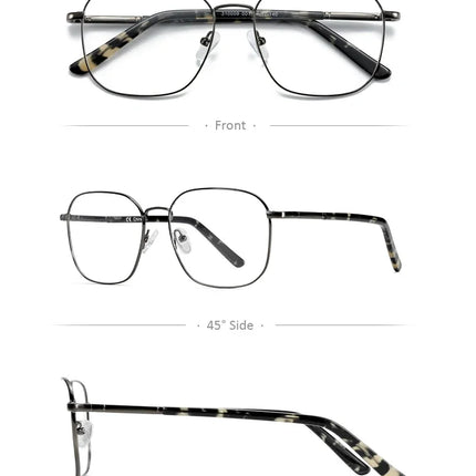 BLUEMOKY Metal Square Prescription Glasses, Men's and Women's optical lenses with prescription, multifocal myopia, blue light glasses