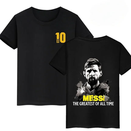 Summer Cotton Children's T-shirts Brand Sport Double-sided Messi Print Short-sleeve Casual Fashion Boys Girls Tee Top Kid Clothing