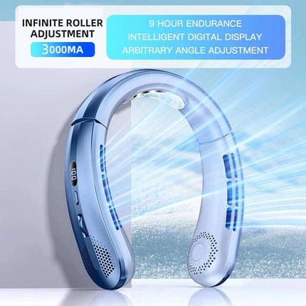 Hanging Neck Fan Digital Display Power Ventilador Bladeless Neckband Fan Portable Mini Air Cooler USB Rechargeable Electric Fans
