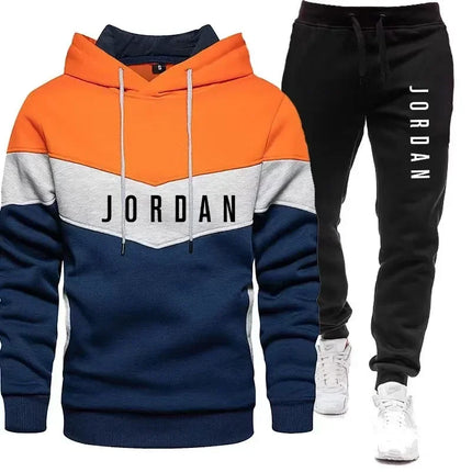 JORDAN Embroidered Winter-Spring Men's Sportswear Set - Casual Three-Color T-shirt - Men's Single-Piece Hooded Jogging Jacket an