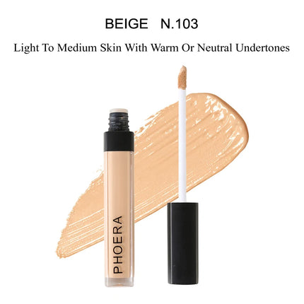 PHOERA 10Colors Liquid Concealer Foundation Cream Smooth Face Moisturizing Silky Long Lasting Scars Acne Cover Cosmetic Makeup