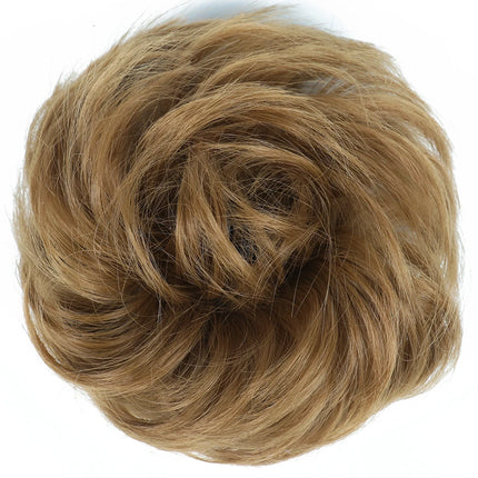 Azqueen Synthetic Messy Bun Chignon Donut Gary Brown Color Hair Bun Pad Elastic Hair Rope Rubber Band Hair Extensions