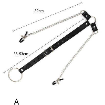 Nipple Clamps with Penis Ring Stainless Metal Long Chain Testis Bondage Nipple Stimulator Erotic BDSM Sex Toys for Couples
