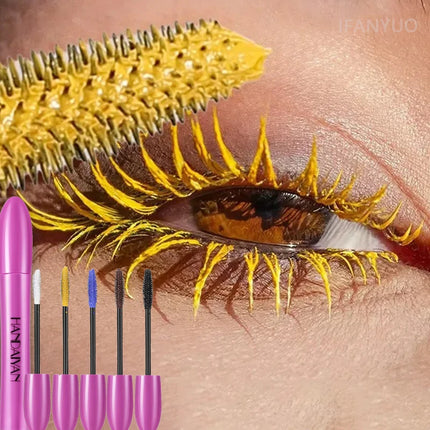 Colorful Silk Mascara Waterproof Lasting Mascara Yellow Black Cream Thickening Lengthening Curling Smudge-Proof Makeup Cosmetic