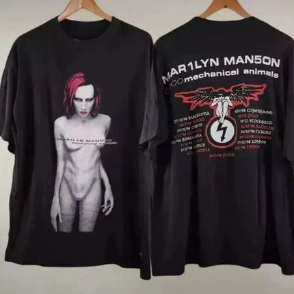 Gothic Rock Marilyn Manson Fan Tees Vintage Death Hype T-shirts Men Women Oversized Y2k 90s Pure Cotton Streetwear Clothing Tops