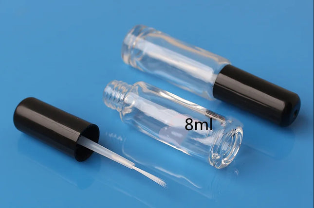 10/30/50pcs 8ml Liquid Blush Bottle Nail Polish Bottle Empty Plastic Bottle Glue Bottle Refill Paint Bottle With Brush