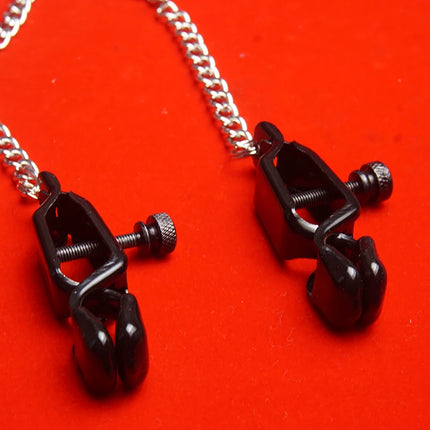 Nipple Clamps Adjustable Pressure Screw,Metal Clip On Nipples With Chains,Sex Toys for Couples,Adult Games