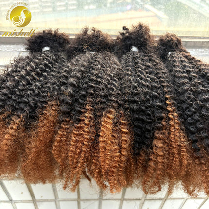 Ombre Afro Kinky Curly Human Hair Bulk Extension No Weft 16inch 30g/Bundle for Permanent Micro Locs/Twists/Braids/Repair Locs