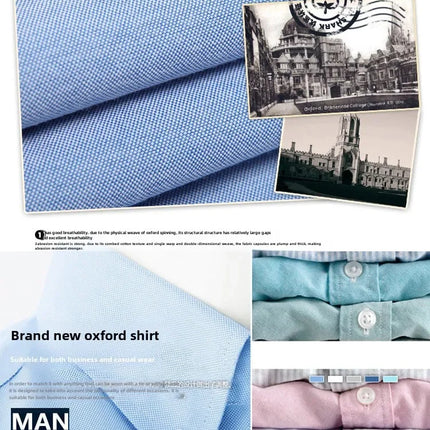 New Men's Oxford Spinning Short Sleeve Solid Color Tooling Business Casual White Shirt Slim Fit Trend Long Sleeve Casual Shirts