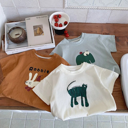2025 New Summer Clothing Printed Cartoon Fashion Short Sleeve Tops Tees Children's Wear Casual T-shirt Crewneck Kids T Shirts
