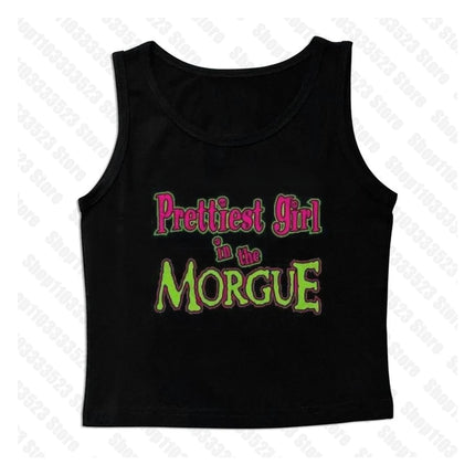 Punk Emo girls Y2K women's clothing Crop Tops Summer 2000s Harajuku Fairy grunge Vest fashion Gothic Letter print Tank tops