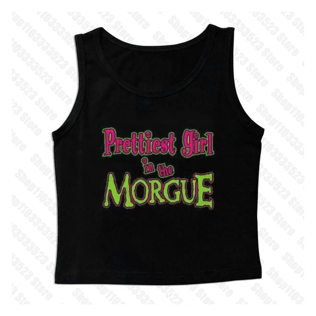 Punk Emo girls Y2K women's clothing Crop Tops Summer 2000s Harajuku Fairy grunge Vest fashion Gothic Letter print Tank tops