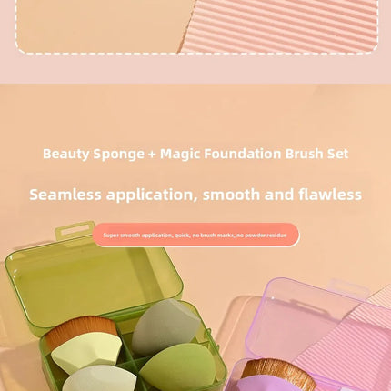 Magic Foundation Makeup Brush Set Soft Beauty Blender Gourd Shaped Makeup Sponge Loose Powder Brush Cosmetic Tools Kit