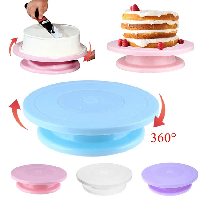 28cm Pastry Turntable Plastic Cake Rotating Table Anti-skid Round Cake Turntables Stand Cake Decorating Baking Tools
