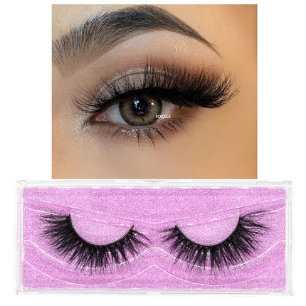 FOXESJI False Eyelashes 3D Mink Eye Lashes Strip Fluffy Dramatic Thick Cross Mink Eyelashes Soft Wispy Fake Eyelashes Extension