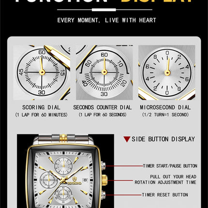 BINBOND Men's Watch Top Brand Luxury Sports Quartz Men's Watches Full Steel Waterproof Chronograph Wristwatch Men Relogio Masculino