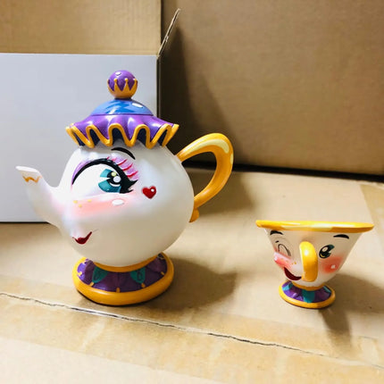 Beauty And The Beast Toys Anime Figure Night Lights Candlesticks Cogsworth Clock Ornaments Collectible Model Gift jewelry box
