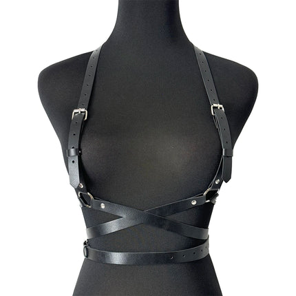 Fashion Belt Street Style Pu Leather Chest Harness Belt Punk Suspenders Decorative Waistband Gothic Clothing Accessories Women