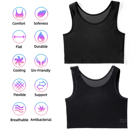 XUJI Chest Binder Transgender FTM Half Pullover Tank Top Compression Bra
