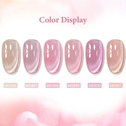 MSRUIOO 8ml Pink Cat Eye Magnetic Gel Nail Polish, Holographic Rainbow Varnish DIY Home Salon Festive Gift  For Valentine's Day