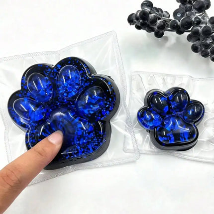 (HefengCL) Black Blue Glitter Cat Paw TPR Squishy Toy, Soft Stress Relief Squeeze Toy,  Ideal Party Favors & Classroom Rewards