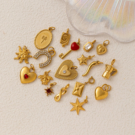 Fashionable and trendy new heart-shaped pentagram full diamond horseshoe pendant charms for jewelry