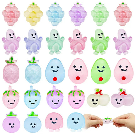 5/10PCS Mini Transparent Fruit Mochi Squishy Stress Relief Toys for Birthday Party Favors Prizes Guest Gifts