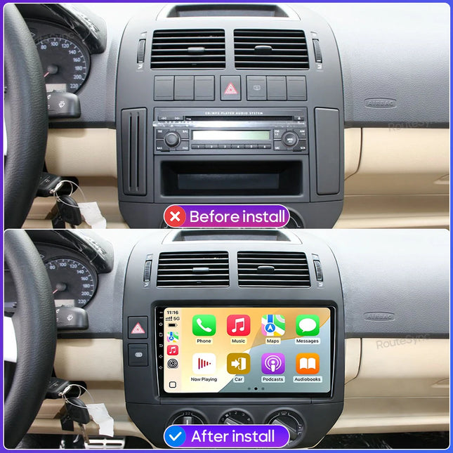 Android Car Radio Multimedia Autoradio Stereo Head Unit for Volkswagen Polo Mk4 2001 - 2011 with GPS Navigation Wireless CarPlay