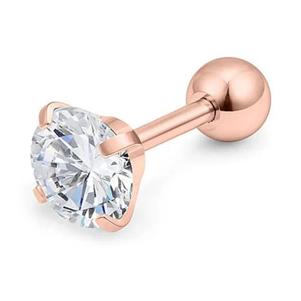 1 piece Stainless steel 4 Prong Zircon Ear Studs Earrings For Women/Men Tragus Cartilage Standard Lobe Daith Piercing Jewelry