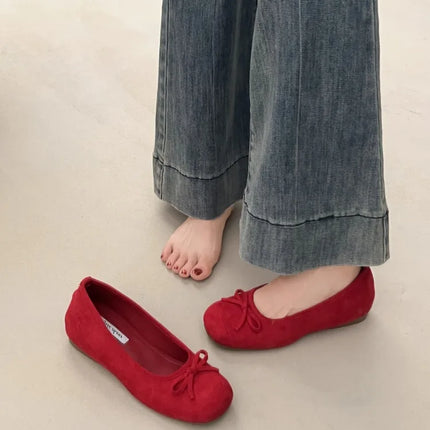 Spring Autumn Internal Elevation Women Mary Jane Shoes Ladies Outdoor Comfort Slip On Women's Butterfly-knot Ballet Shoes