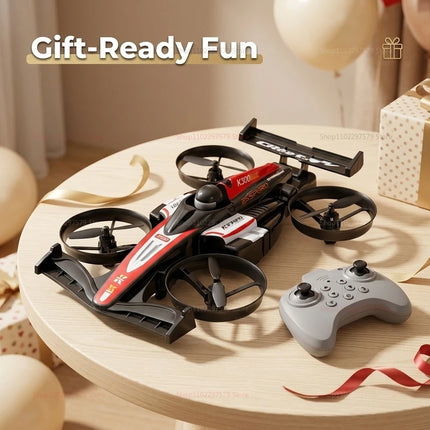 RC UAV Flying Drift Cars 2-in-1 Quadcopter and Mini Racing Car for Boys Kids Electric Deformable Toy Gift for Air and Ground Pla