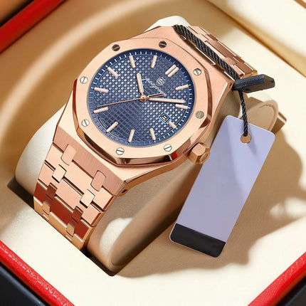 PAAZOMU Luxury Watches For Men Stainless Steel Waterproof Luminous Man Watch Date Week Fashion Casual Men's Quartz Watch Reloj
