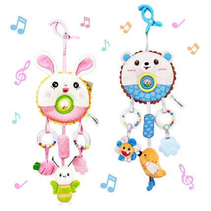 Hanging Rattles Toys Car Seat Toys for Babies 0-6 Months Newborn Crib Toys Sensory Soft Stuff Baby Stroller Toys for 0 12 Months
