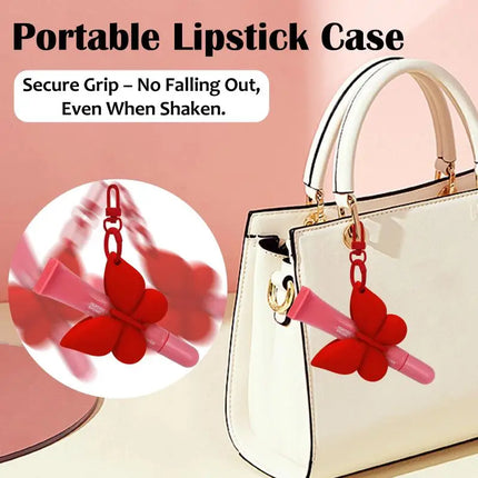 Silicone Lip Balm Holder with Clip-On Keyring and Sweet Bowknot for Outdoor Adventures