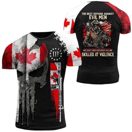 Canada Flag T Shirt Men Maple Emblem Camouflage Tops Pop 3D Jungle Camo Print Proud of Canadian T-shirt Beige Field Short Sleeve