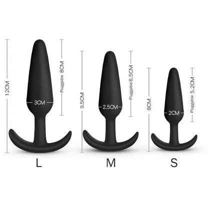100% Soft Silicone 3 Sizes Anal Plug Butt Plug Stimulator Massager Adults Sex Toy for Men/Women Unisex Gay Prostate Anal Trainer