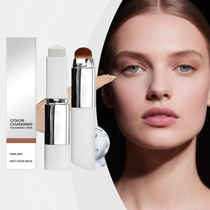 Lightweight Korean Changing Foundation Stick Hydrating Non-Sticky 20H Long-Wear Brightening Built-in Brush for All Skin Types