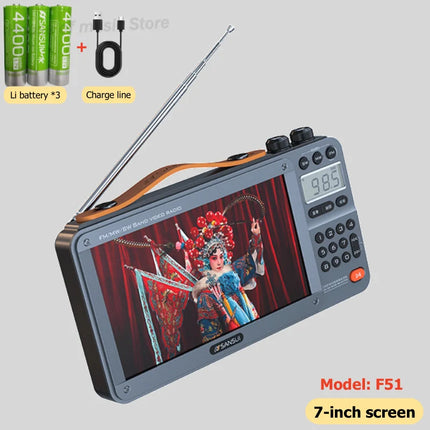 SANSUI F51/F50 Portable FM Radio Video display radio Wireless Bluetooth Speakers Dual TF Card Slot MP4 Music Player Video E-book