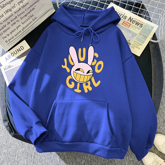 YOU GO GIRL Digital Circus Jax Hoodie Fashion Women Harajuku Funny Cute Rabbit Hoodie Unisex Cartoon Vintage Pullover Sweatshirt