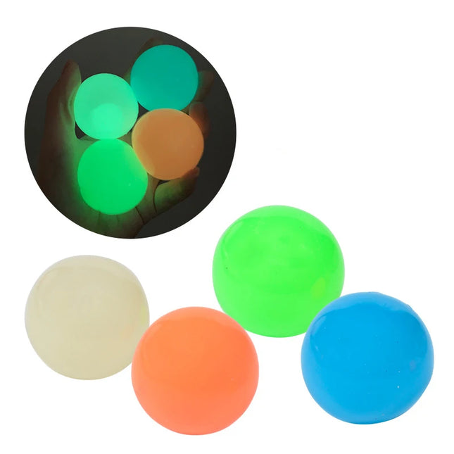 3/6Pcs Sticky Wall Balls Ceiling Balls Stress Relief Luminous Fun Decompression Sticky Ball Anxiety Relief Glowing Ceiling Balls