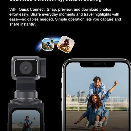 4K Ultra HD Action Camera 330° Face Tracking Gimbal Stabilizer 1.72 Inch Touch Screen 64MP Pocket Digital Camera WiFi Sports Cam
