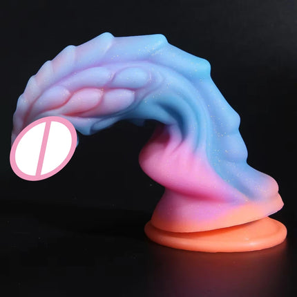 New Luminous Dildos Colourful Glowing Huge Penis G-spot Anal Butt Plug Women Toys Shaped Dragon Monster Dildo with Suction Cup - DILDO