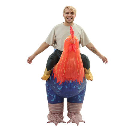 Inflatable Rooster Costume for Adults Funny Chicken Ride On Costume Blow Up Animal Chicke Costume Halloween Party Cosplay Outfit
