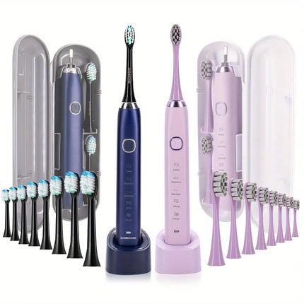 Rechargeable Sonic Electric Toothbrush 5 Modes 8 Heads 40000 VPM IPX7 Waterproof 30 Days Battery Adult Ultrasonic Tooth Brush