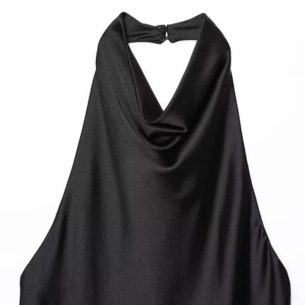 WOMEN 2025 Halter Tops for Women Black Satin Backless Top Female Pink Summer Beach Top Woman Off Shoulder Camisole Top Women