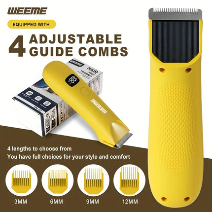 LED Bikini Body Trimmer Painless Hair Removal USB-C LCD 4 Guide Combs 90Min Skin Friendly Cordless for Women Men Gift