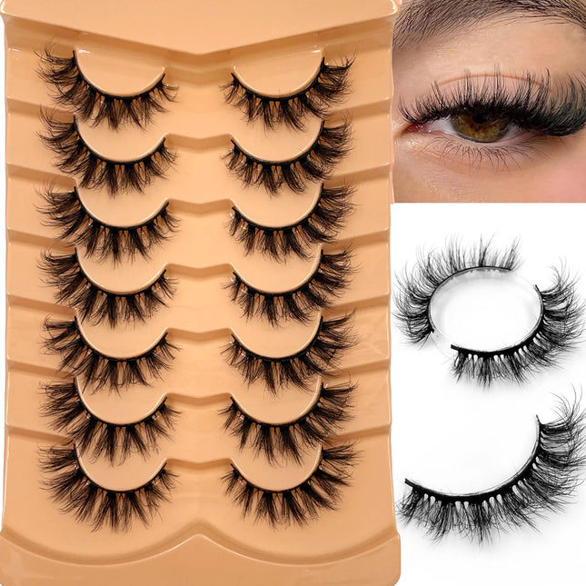 New 7 Pairs of Thick, 3D Simulation Mink Fur False Eyelashes - Short, Dramatic False Eyelashes - Wholesale Full Line False Eyelash Makeup